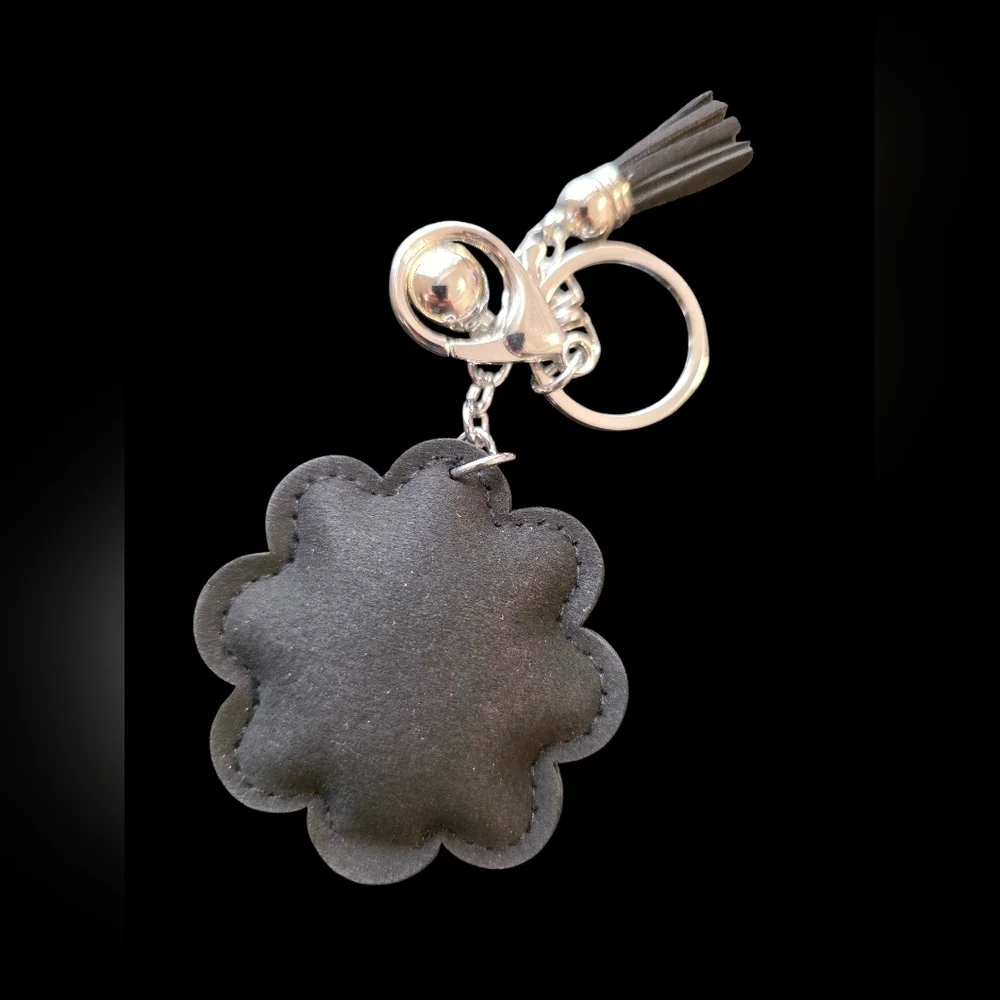 Silver Rhinestone Flower Bag Charm Keychain